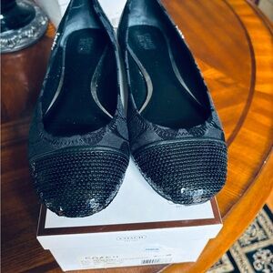 Coach Black Sequin-Toe Ballet Flats